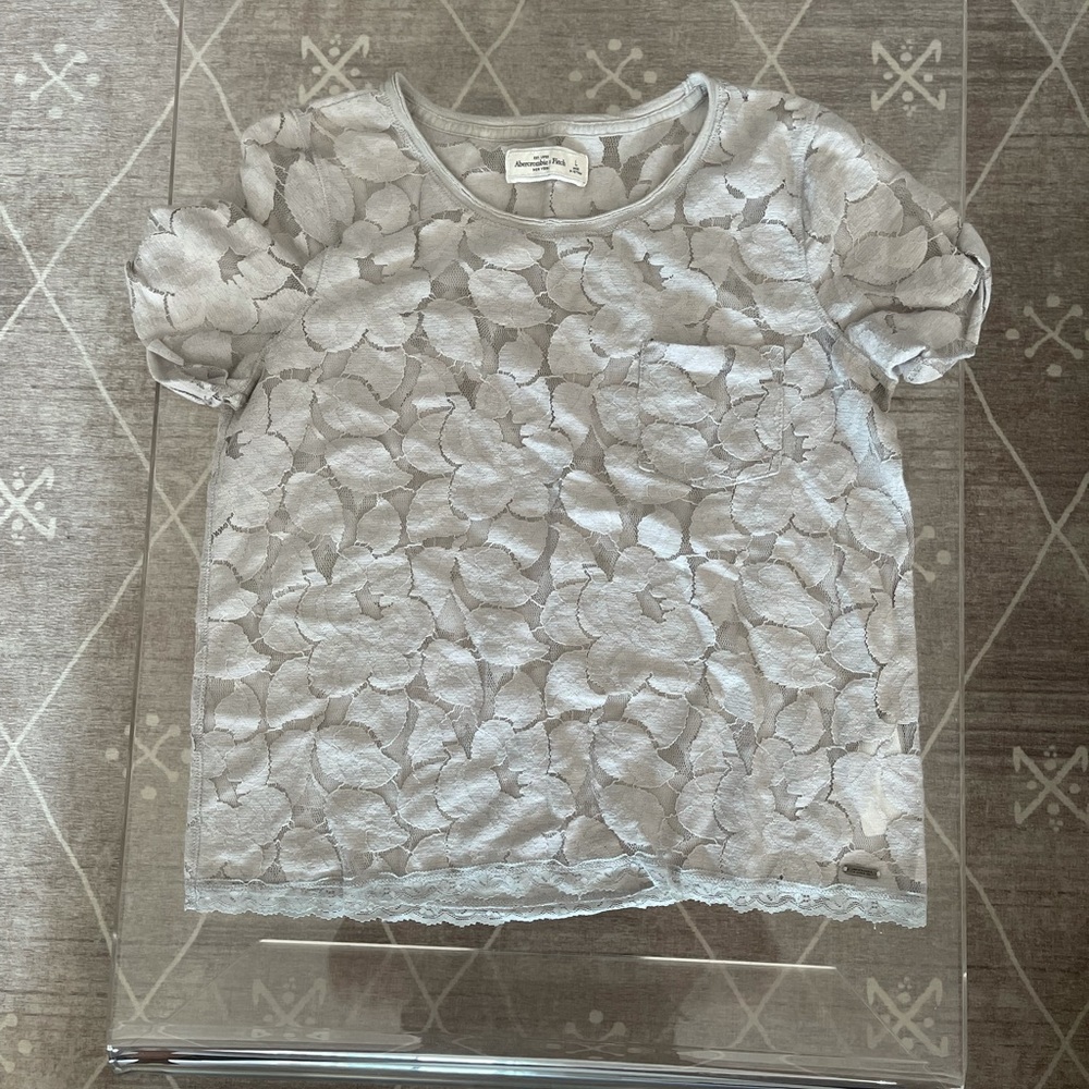 A&F Short Sleeve Mesh Floral Tee
